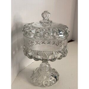 VTG EAPG Glass REVERSE TORPEDO Lidded Compote Bowl Dalzell Gilmore Leighton